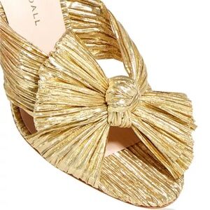 Loeffler Randall Gold Pleated Bow Heels